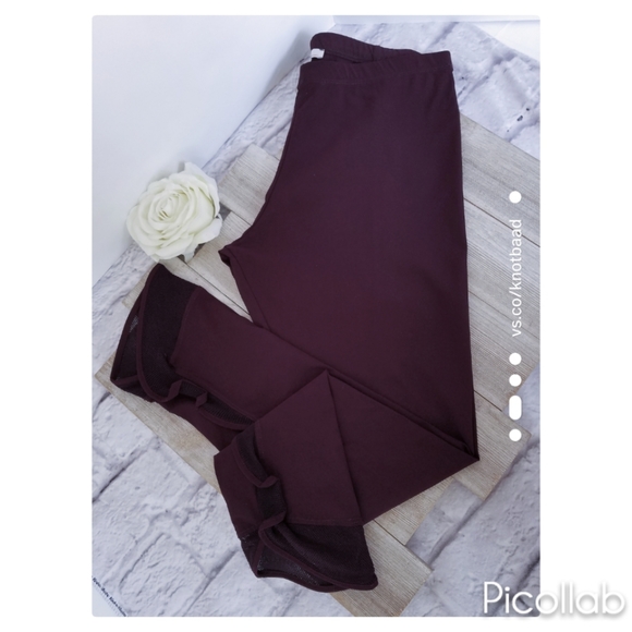 Aubergine Ruffled Mesh Leggings - Picture 3 of 5